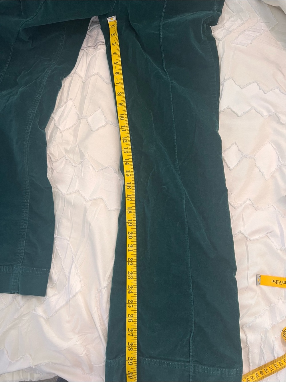 Vintage Athleta Velvet Wide Leg Pants Green Velour High Rise Stretch Yoga 31 - Picture 8 of 10